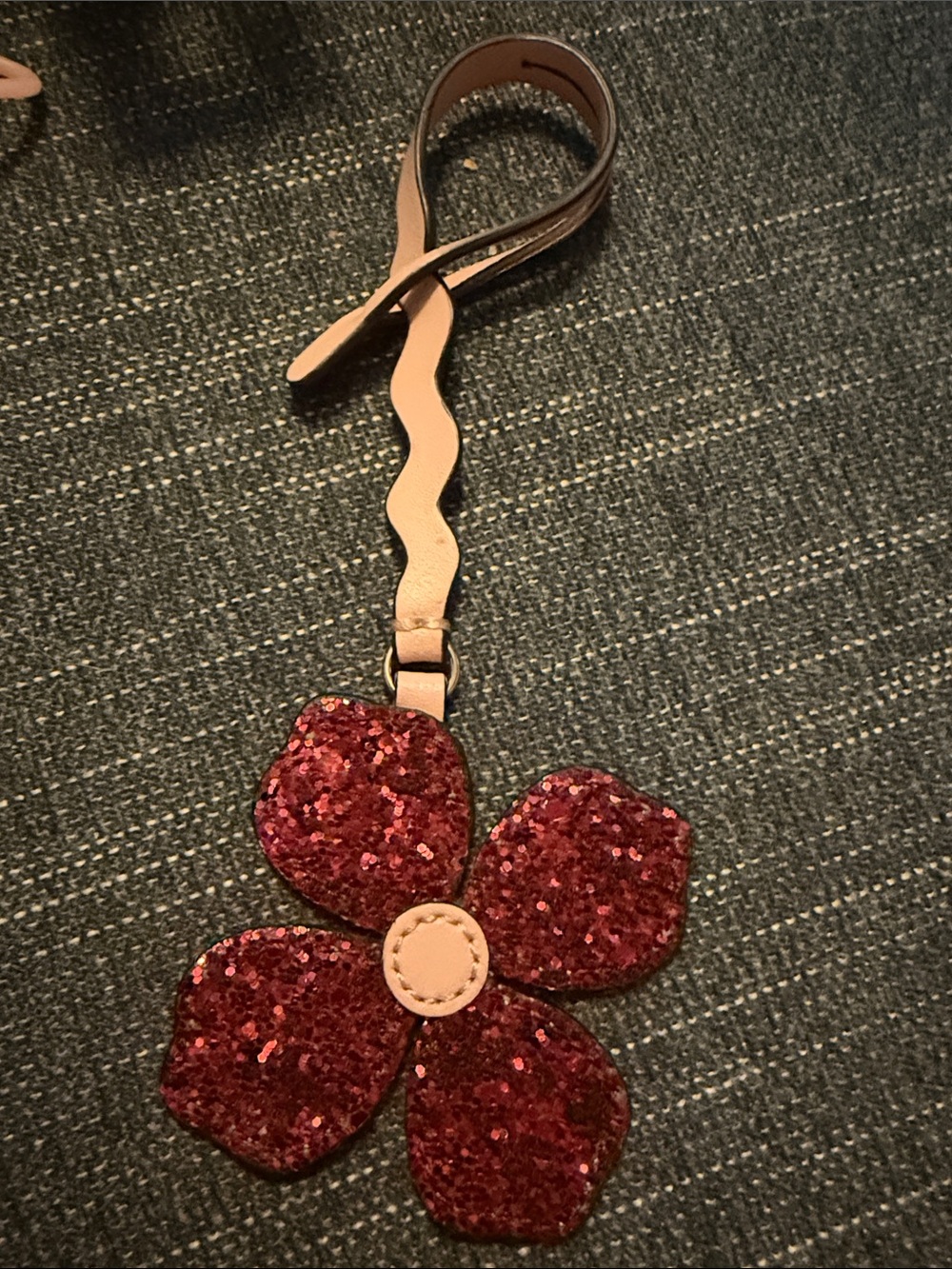 Kate Spade Leather and glitter flower bag charm RARE
